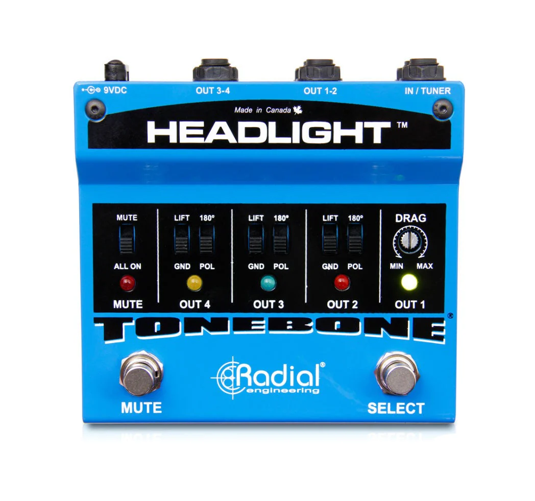 Radial Headlight Amp Switcher Fully Isolated Four Way Guitar Amp Selector
