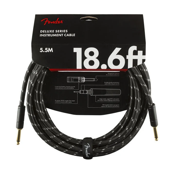 Fender Deluxe Series 18.6' Instrument Cable Black Tweed