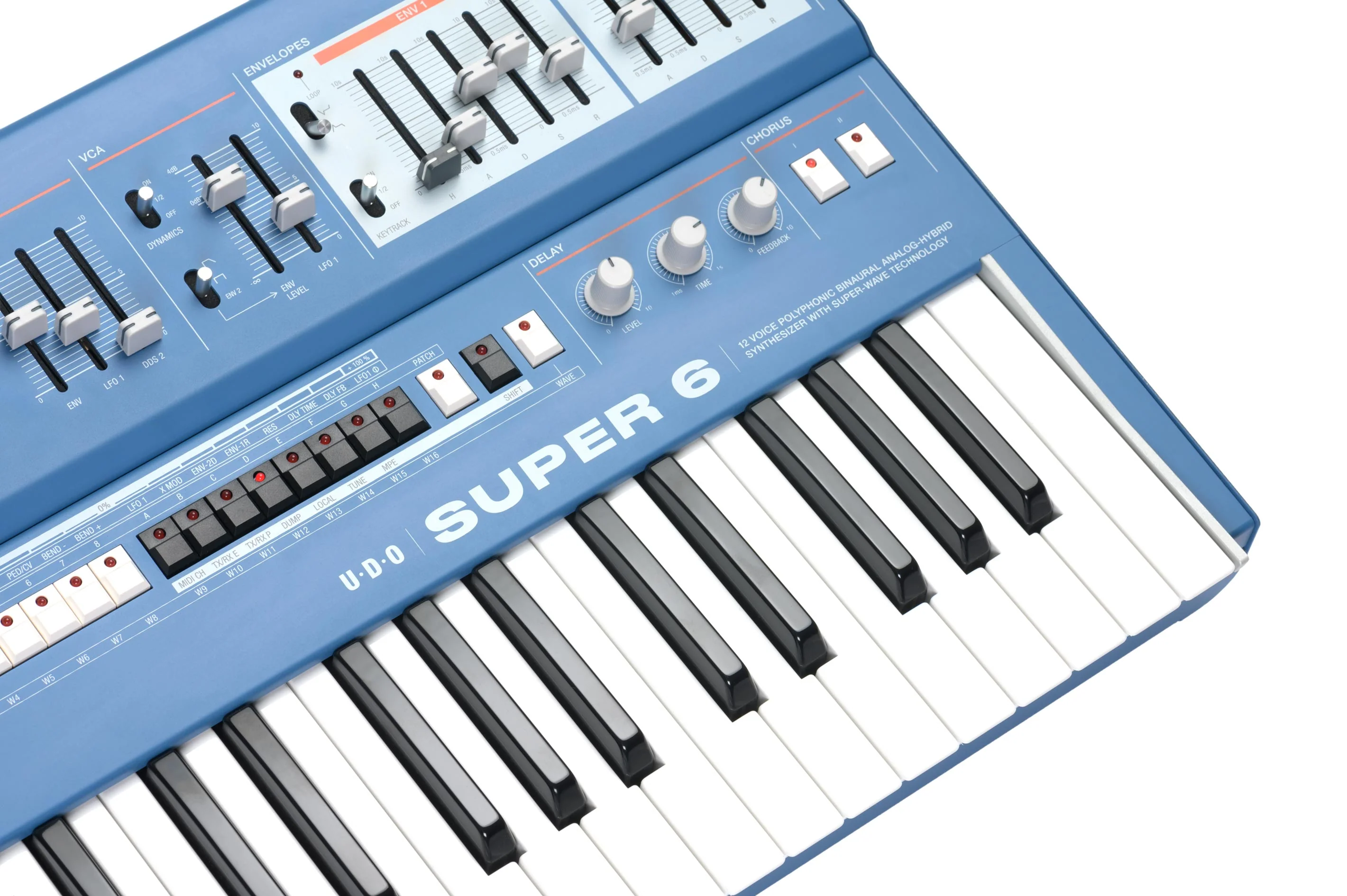 UDO Super 6 12 Voice Polyphonic Stereo-Analogue Synthesizer - Blue - Image 6
