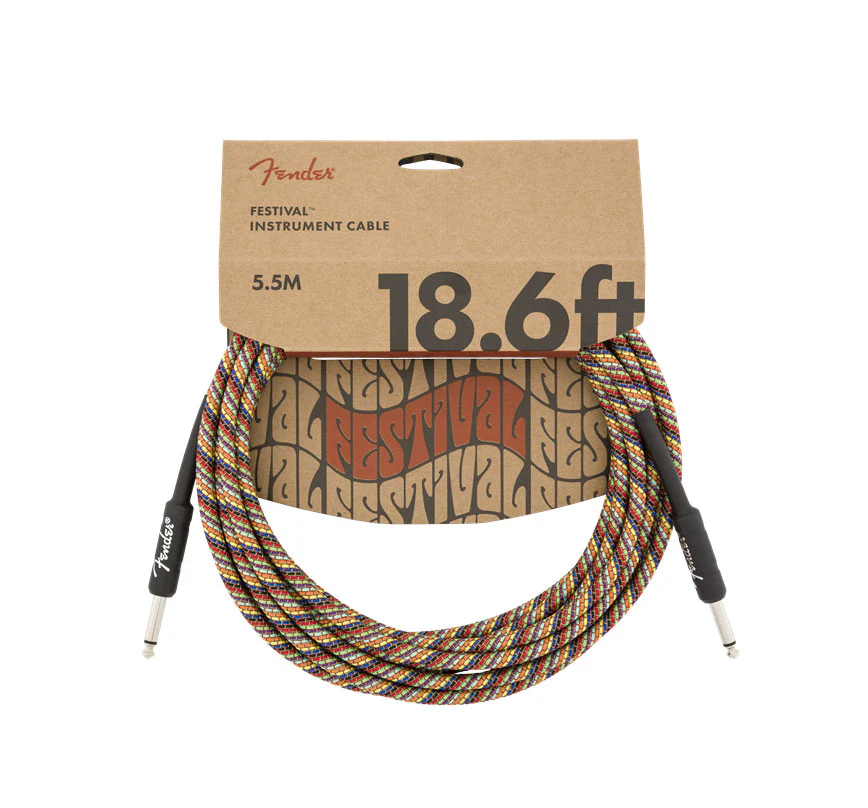 Fender 18.6' Festival Instrument Cable Pure Hemp Rainbow