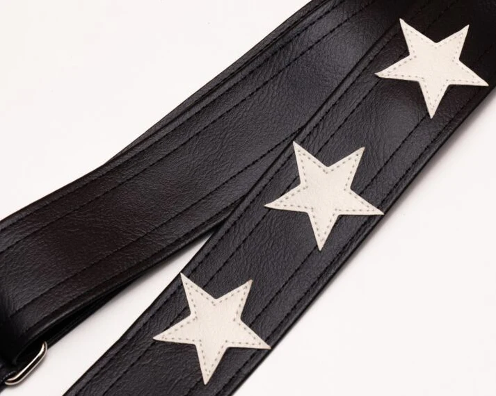 Couch Straps Custom Stars Guitar Strap - Black with White Stars