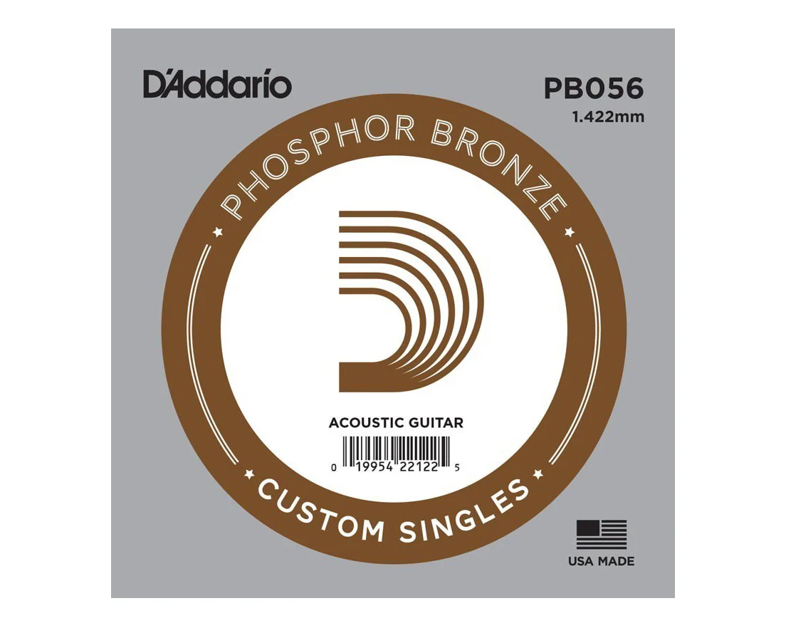 D'Addario PB056 Phosphor Bronze Wound Acoustic Guitar Single String .056