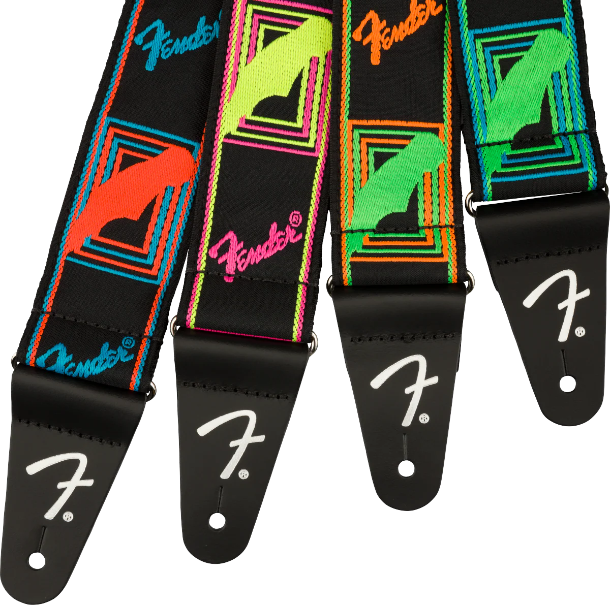 Fender Neon Monogrammed Strap - Green/Orange - Image 2