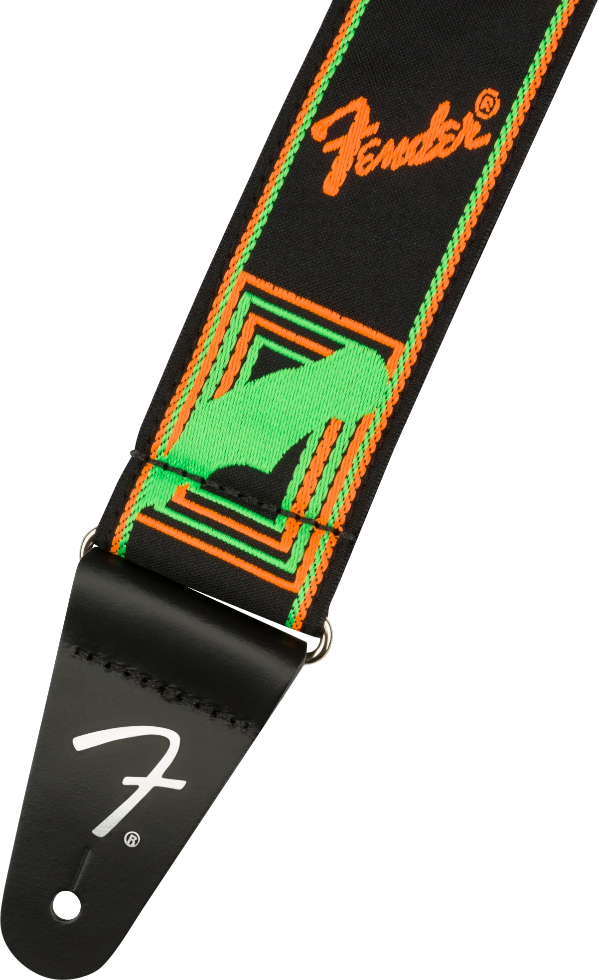 Fender Neon Monogrammed Strap - Green/Orange - Image 4