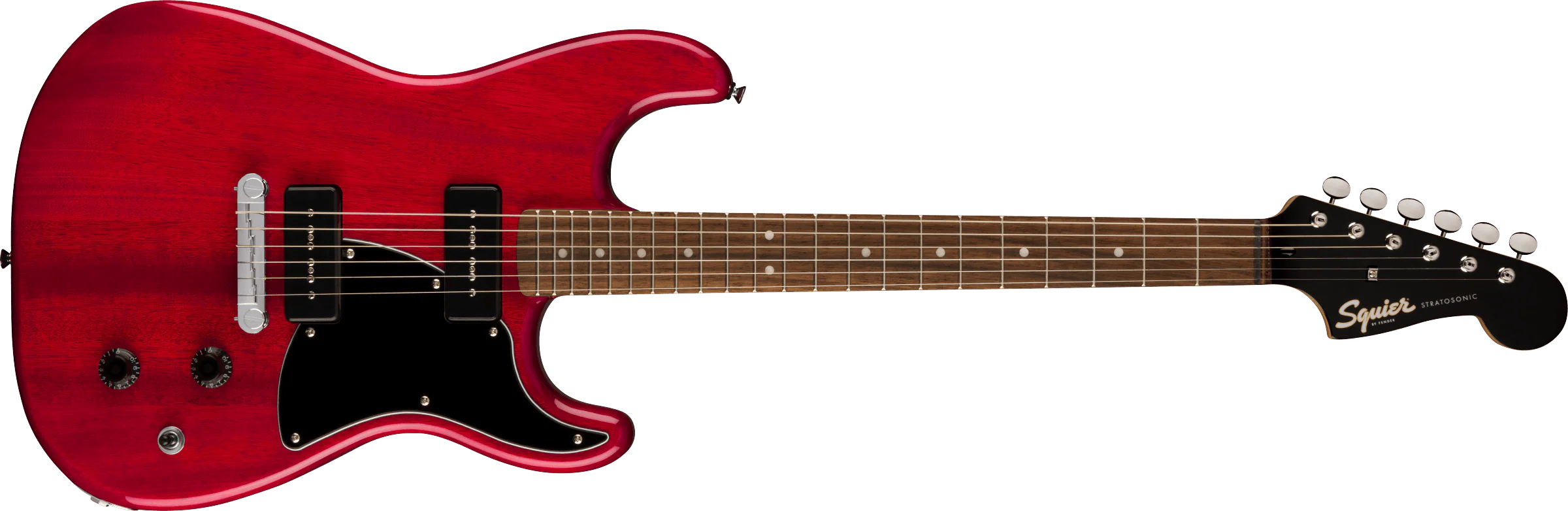 Fender Squier Paranormal Strat-O-Sonic - Crimson Red Transparent - Image 4
