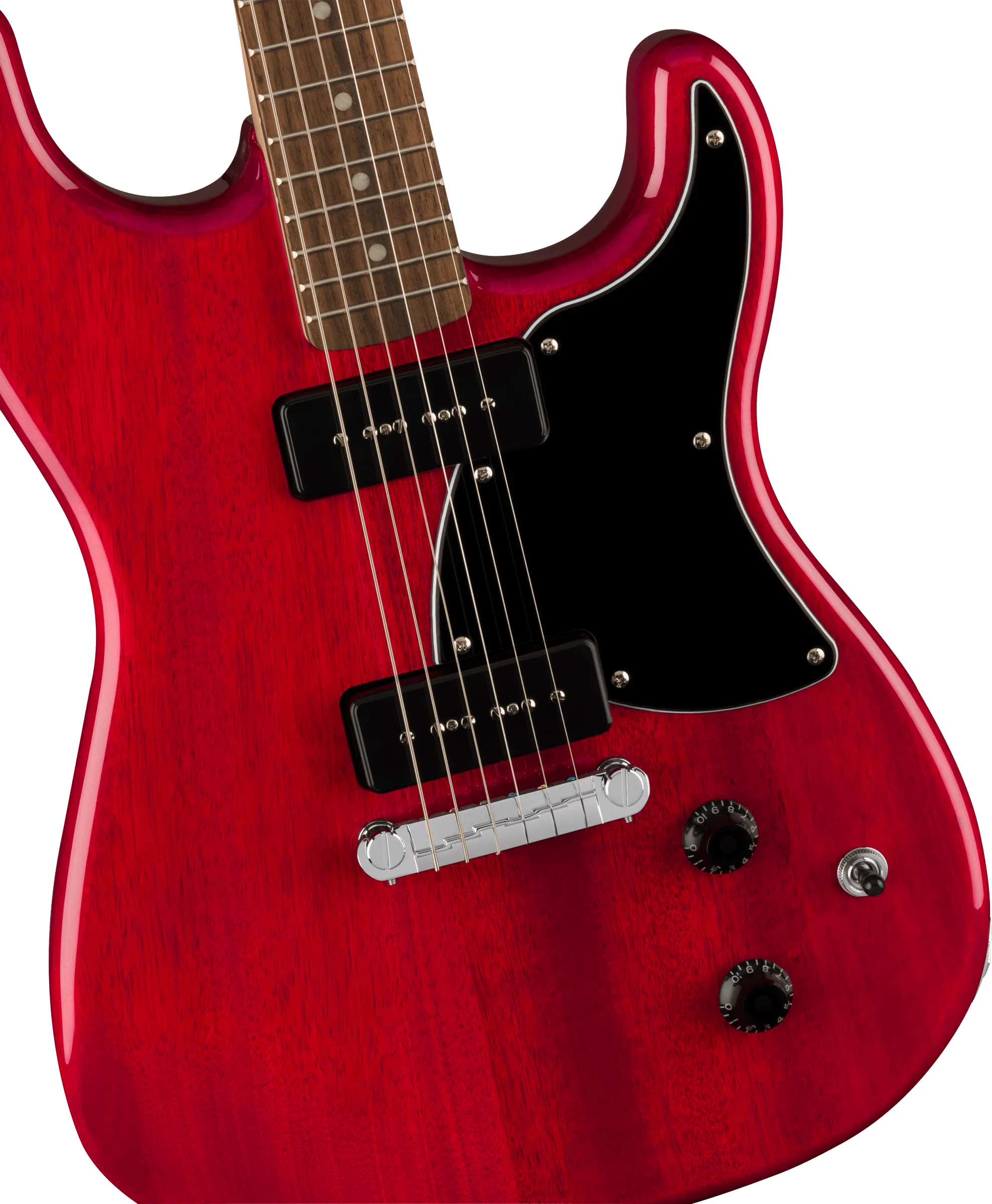 Fender Squier Paranormal Strat-O-Sonic - Crimson Red Transparent - Image 6
