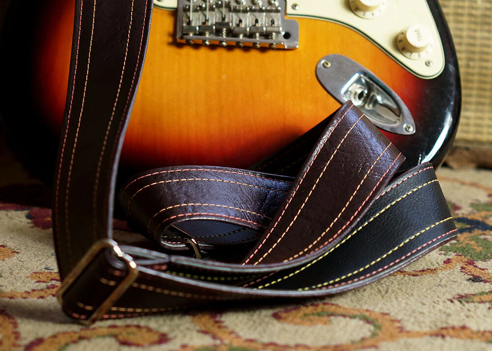 Couch Straps The Dark Walnut Vintage Cadillac Sunburst Deadstock Luggage Guitar Strap - Image 5