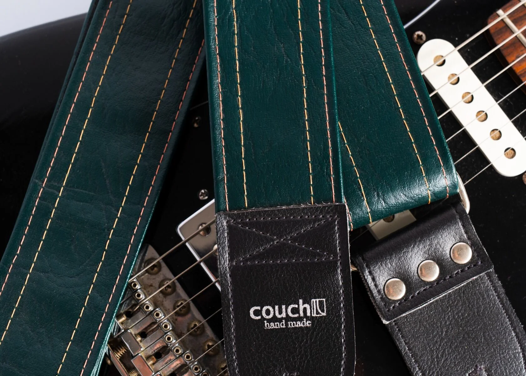 Couch Straps Vintage Sapphire Green Cadillac Sunburst Guitar Strap - Image 5
