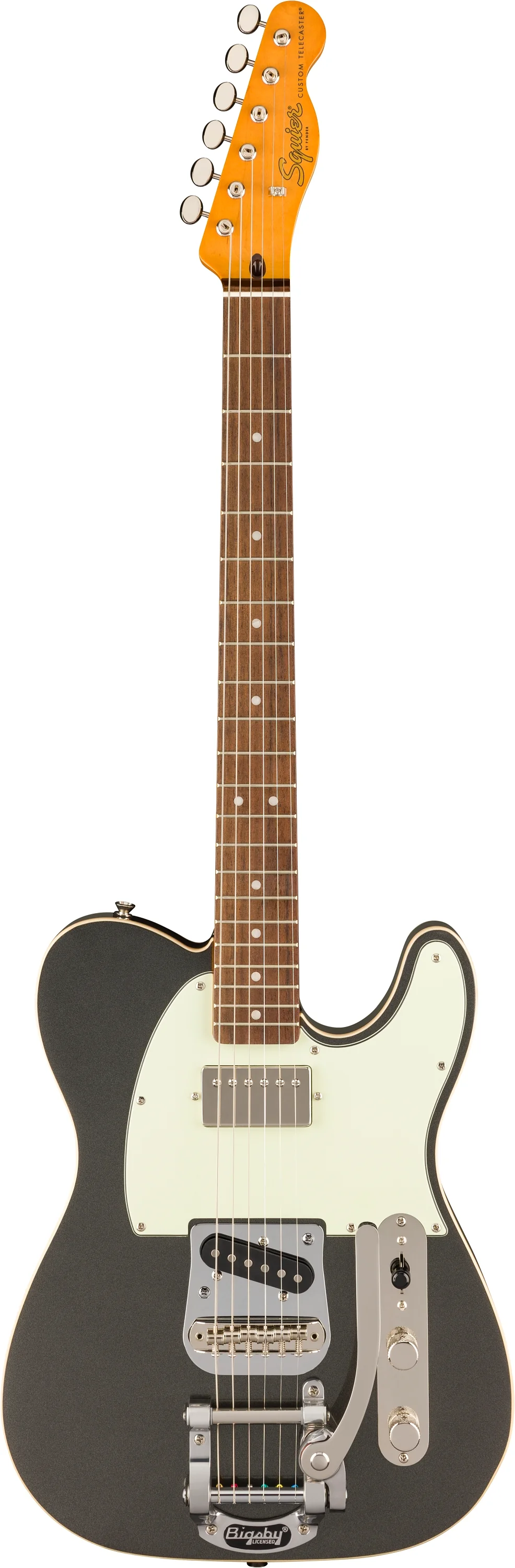 Fender Squier FSR Classic Vibe '60s Custom Telecaster SH w/Bigsby - Charcoal Frost Metallic w/Matching Headstock - Image 6