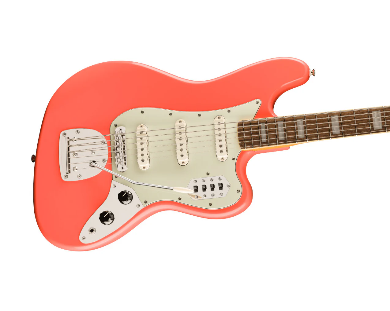 Fender Squier FSR Classic Vibe Bass VI Laurel Fingerboard Mint Pickguard Matching Headstock Tahitian Coral
