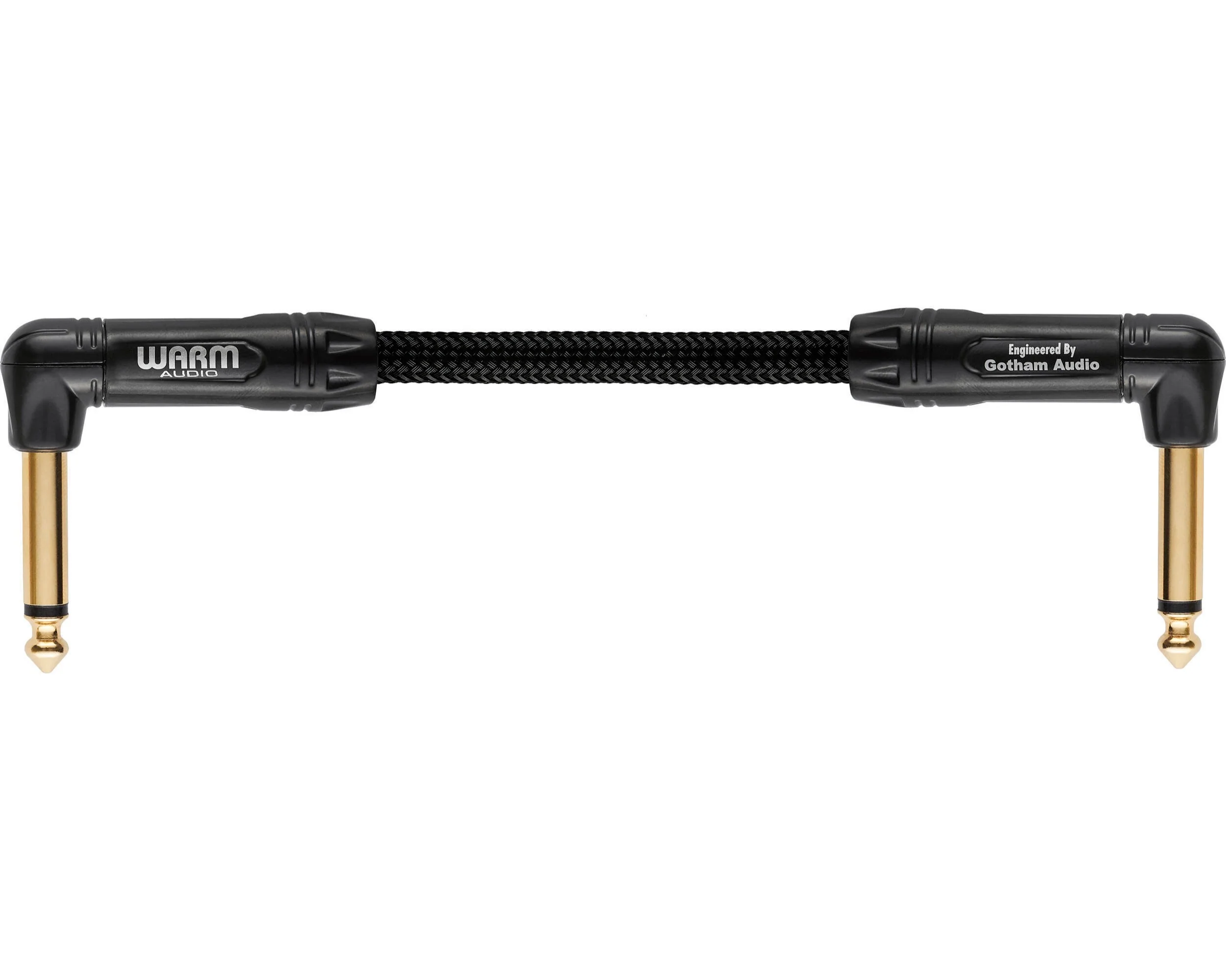 Warm Audio 6" Black/Gold Premier Series Instrument Right Angle to Right Angle TS Patch Cable