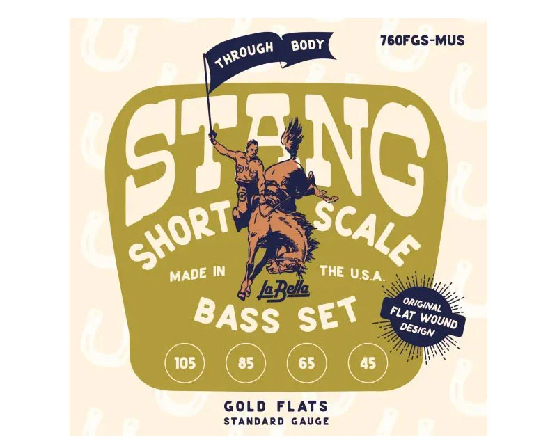 La Bella 760FGS-MUS STANG - 30" Gold Flats Thru-Body 45-105