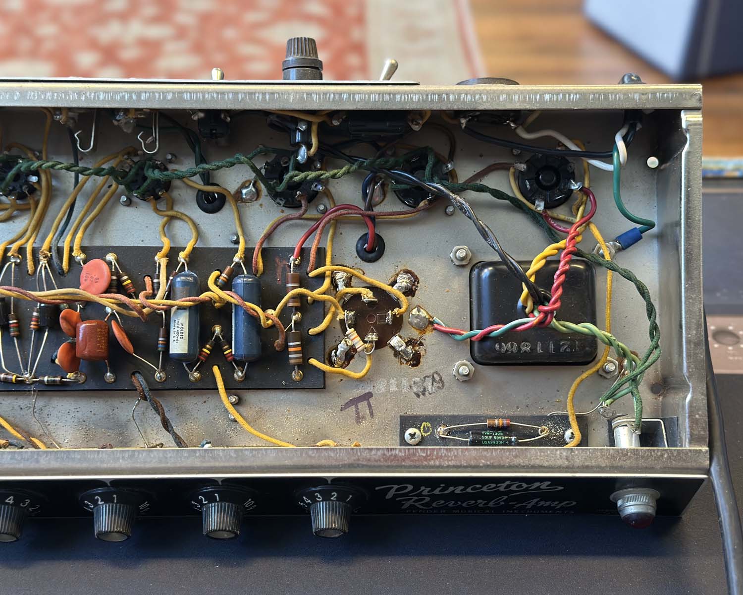 1966 Black Panel Fender Princeton Reverb-Amp - 110 Volts - Image 11