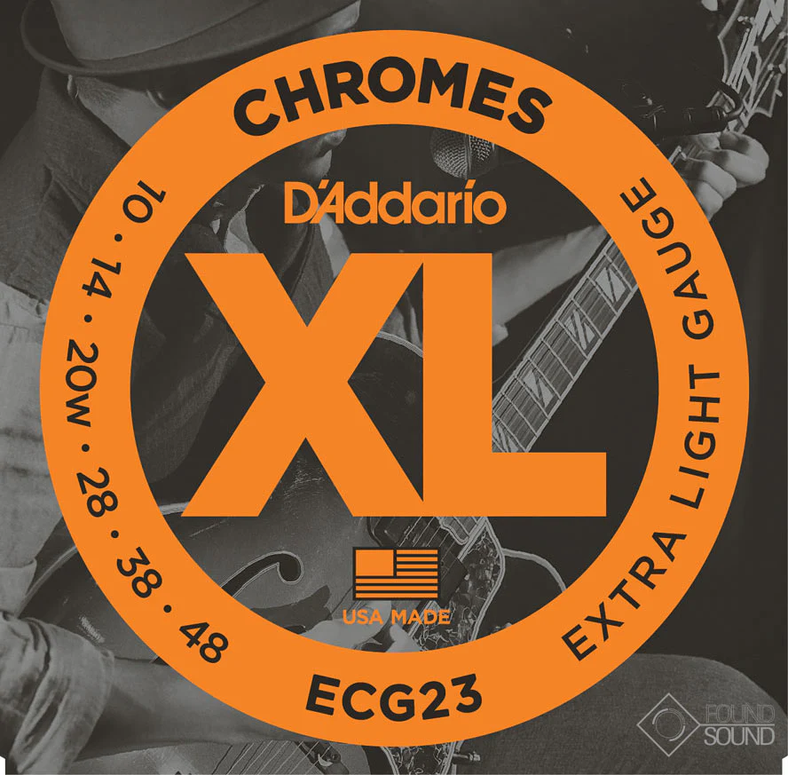 D'Addario ECG23 Chromes Extra Light Flat Wound Electric Guitar Strings - 10-48